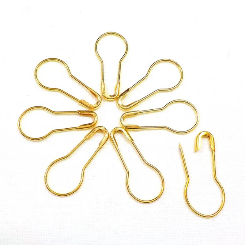 Mix Steel Metal Safety Pins Pear Shaped, Matka Pins (22 mm, Golden, Pack of 1000)