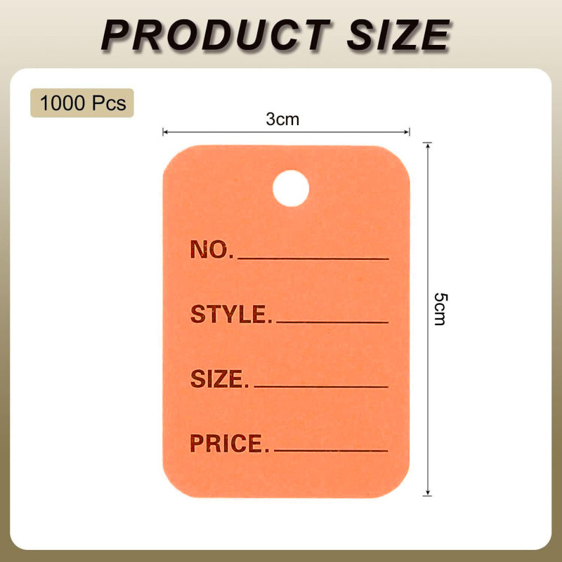 1 Part Printed Garment Price Paper Tag 1000pcs Paper Label (Orange)